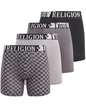 True Religion 4 Pack Cotton Stretch Boxer Briefs- Black/grey - Blue