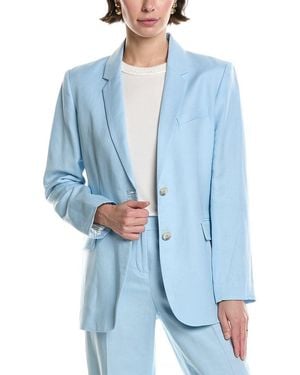 Anne Klein Linen 2 Button Notch Collar Jkt Opal Blue