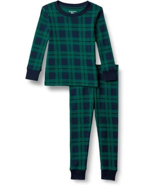 Amazon Essentials Conjuntos de Pijama Ceñidos de Algodón Niño - Verde