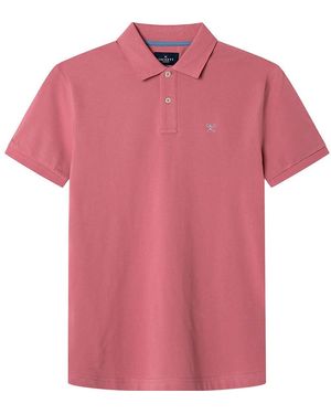 Hackett Hackett Classic Fit Logo Short Sleeve Polo L Pink