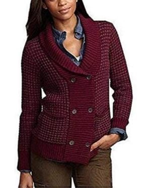 Eddie Bauer Cardigan Doppiopetto Donna di - bordeaux, XL - Rosso
