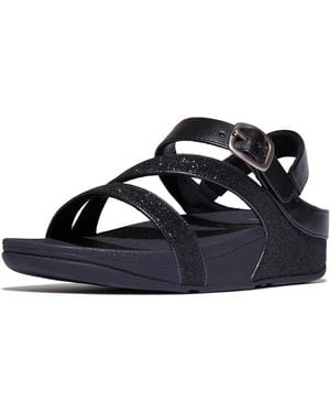 Fitflop Skinny Ii Glitterdust Z-strap Sandals Wedge in Black | Lyst UK