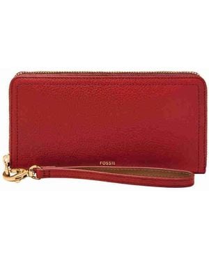 Fossil Logan Zip Around Clutch Wallet - Red