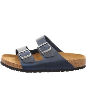 Birkenstock Infradito Donna/Uomo Arizona Soft Footbed Oiled Leather Regular Blue Widefoot Oiled Leather
