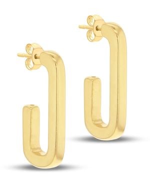 Amazon Essentials Boucles d'oreilles demi-créoles rectangulaires en argent sterling plaqué or jaune - Métallisé
