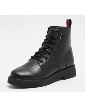 Tommy Hilfiger Tjw Lace Up Flat Boot - Black