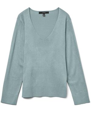 Vero Moda LS V-Neck Vmsilje Ga Noos-Pullover con Scollo a V - Blu
