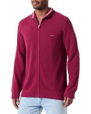 GANT Cardigan in piqué di Cotone Maglione - Rosso