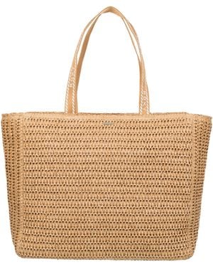 Roxy Large Capacity Lightweight Causal Woven Straw Jute Beach Tote Bag - Natural