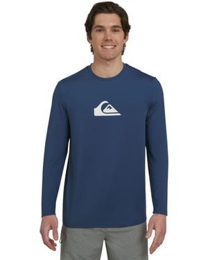 Quiksilver Swimwear Regular Fit Upf 50 Long Sleeve Sun Tee Rash Guard Shirt - Blue