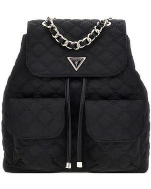 Guess Giully Ii Flap Backpack Black - Zwart