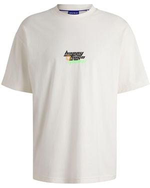 HUGO S Nerperi Oversized-fit T-shirt In Cotton With Happy Logo - White
