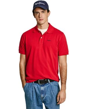 Pepe Jeans Essential Contrast Logo Short Sleeve Polo L - Rot