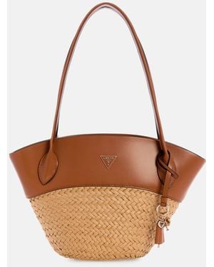 Guess Venere Large Tote Natural/camel - Wit