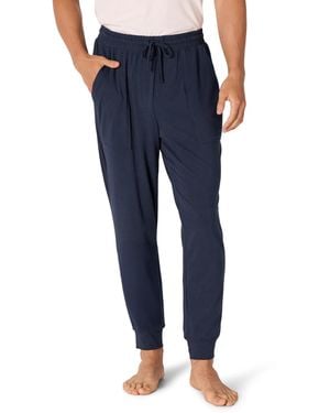 Amazon Essentials Pantalones de Pijama Tipo Jogger de Mezcla de Algodón Tejido Hombre - Azul