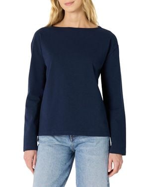 Amazon Essentials 100% Cotton Heavyweight Long-sleeve Boatneck Top - Blue
