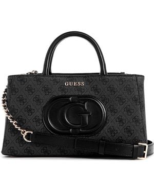 Guess Eco Mietta Small Society Satchel Coal Logo/Nero - Schwarz