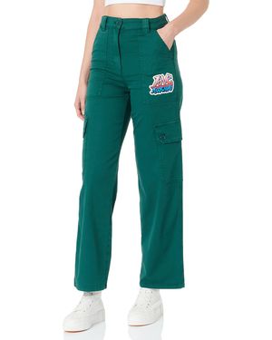 Love Moschino Stretch Canvas with Graffiti Patch Pantaloni Casual - Verde