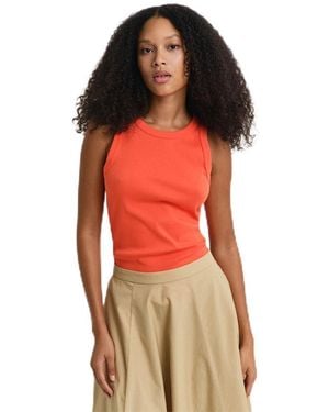 GANT High Neck Rib Tank Top Cami Shirt - Orange
