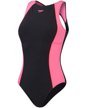 Speedo S Spc Lpsnt 1pc One Piece Swimsuit Blue/pink 32