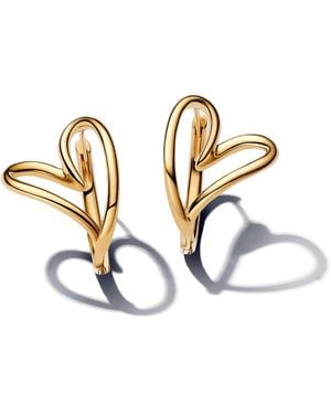PANDORA Essence 263807c00 Organic Shaped Heart Hoop Earrings Made Of Sterling Silver With Gold-plated Metal Alloy - Metallic