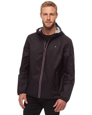 Tommy Hilfiger Lightweight Active Water Resistant Hooded Rain Jacket - Black