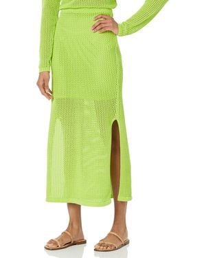 The Drop Halle Crochet Midi Skirt with Side Slit Falda - Verde