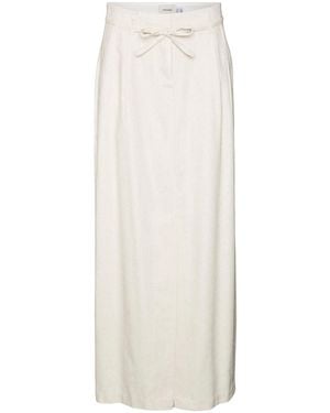 Vero Moda VMFLORENCE HW Long Linen Skirt Gonna - Bianco