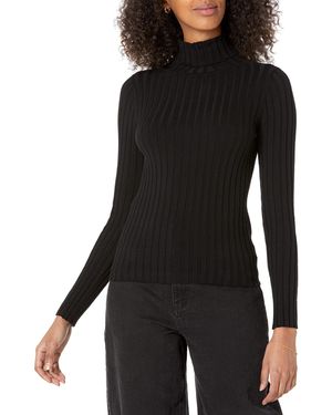 The Drop Amy, maglione dolcevita, aderente, tessuto a costine da Donna, Nero, XL