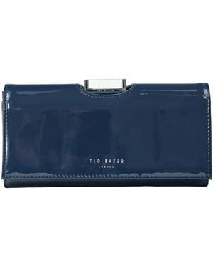 Ted Baker London S Bitaas Large Bobble Matinee Purse Wallet In Navy Blue Patent Leather