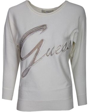 Guess Pull léger à Gros Logo strassé Jeans - Gris