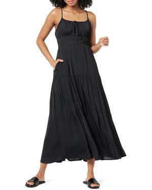 The Drop Tavia Tie-Front Tiered Maxi Dress Robe Longue - Noir