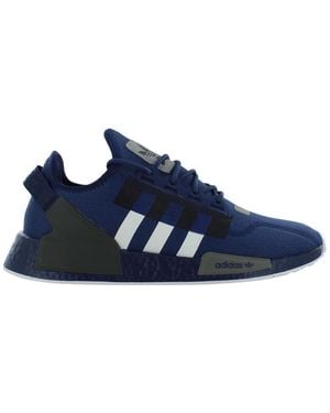 adidas Mens Nmd R1 V2 Lace Up Trainers Shoes Casual - Black, Tech Indigo/cloud White/grey Three, 10 Uk - Blue
