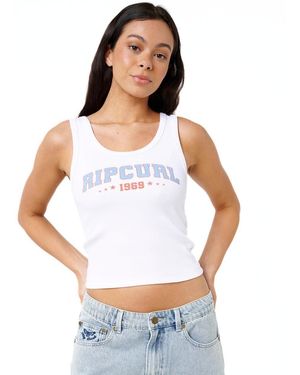 Rip Curl Ribbed Cropped Tank Top – Sleeveless Fitted - White