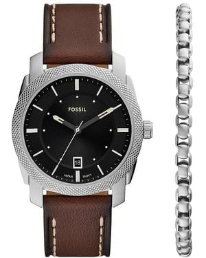 Fossil S Analogique Quartz Montre avec Bracelet en Cuir FS6081SET - Noir