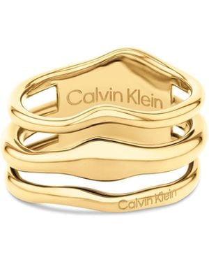 Calvin Klein Anello da Donna Collezione CK WAVY in Oro Giallo - 35000723E - Metallizzato