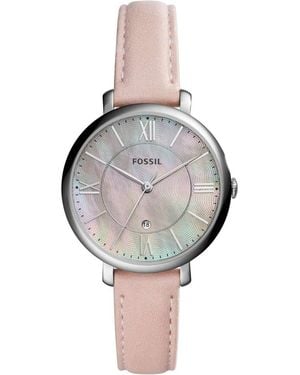 Fossil Analog Quartz Watch With Leather Strap Es4151 - Grey