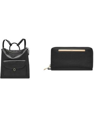 Fossil Parker Sac en cuir noir et portefeuille Liza
