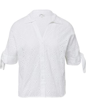 S.oliver Lockere Bluse mit Lochstickerei und Knotendetail weiß 44