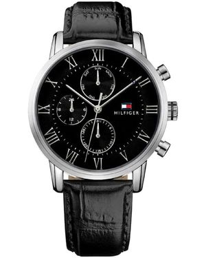 Tommy Hilfiger Analog Quarz Uhr mit Leder Armband 1791401 - Schwarz