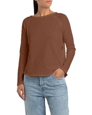Replay Maglia da donna a maniche lunghe in cotone - Marrone