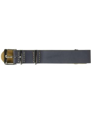 Timex Tw7c10800 20mm Blue Genuine Leather Double-layered Slip-thru Strap - Black