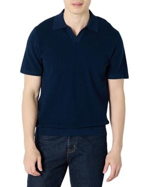 Amazon Essentials Regular-Fit-Polo-Pullover aus Strick mit kurzen Ärmeln - Blau