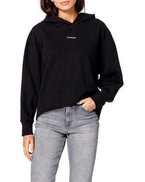 Calvin Klein Micro Branding Hoodie Jumper - Black