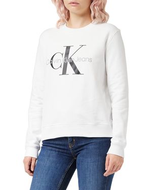 Calvin Klein Jeans Mujer Sudadera Core Monologo sin Capucha - Blanco