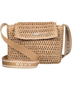 Roxy Stylish Woven Pattern Paper Fabric Straw Crossbody Bag - Natural