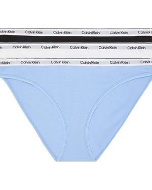 Calvin Klein 's 3 Pack Cotton Bikini Briefs With Stretch - Blue