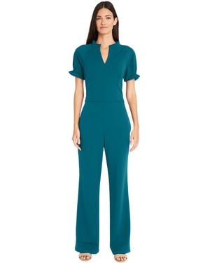 Maggy London Stylish Notch Neck Ruffle Sleeve Detail | Jumpsuits For Dressy - Blue