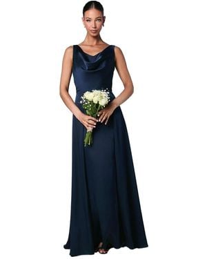 Coast Honoured Sleeveless Cowl Neck Satin Maxi Bridesmaid Dress - Blue