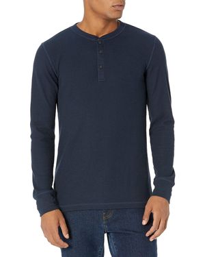 Amazon Essentials Langärmeliges Waffel-Henley - Blau